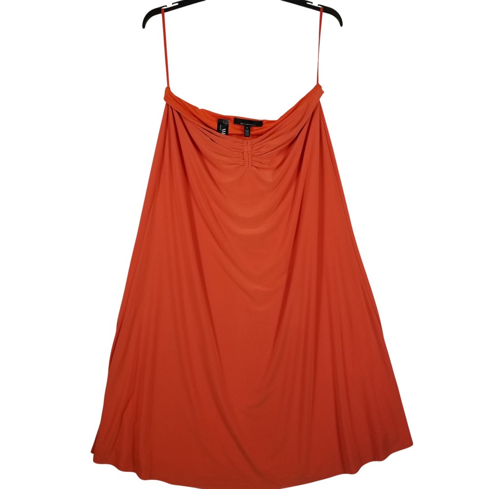 White House Black Market Orange Ruched Front Midi Skirt XL NWT Stretch Jersey